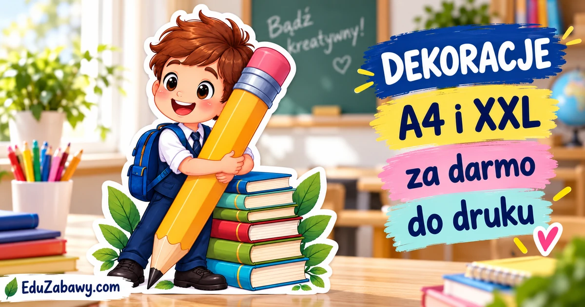 Dekoracja A4 i XXL: Chłopiec z wielkim ołówkiem