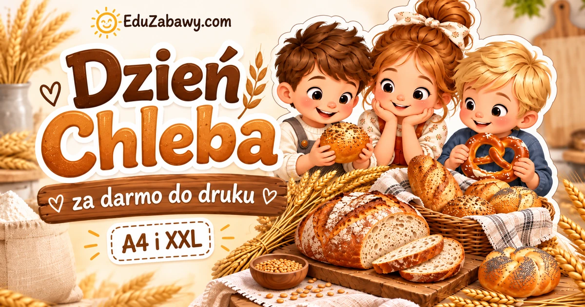 Dekoracja z dziećmi i koszem pieczywa