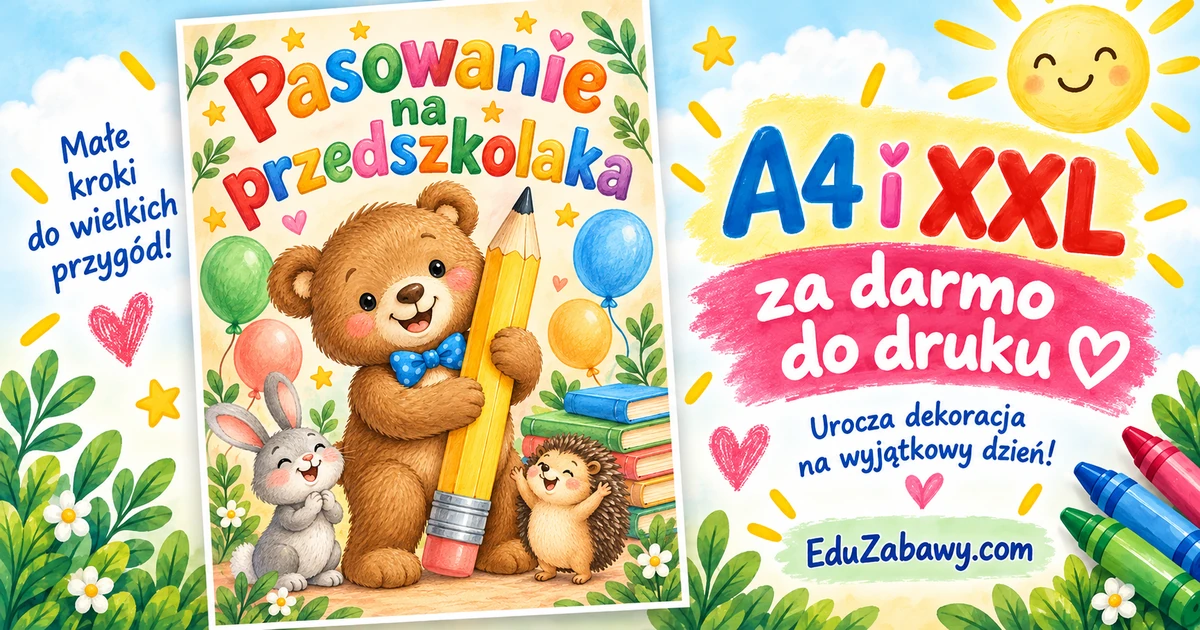 Uroczy plakat z misiem, króliczkiem i jeżem