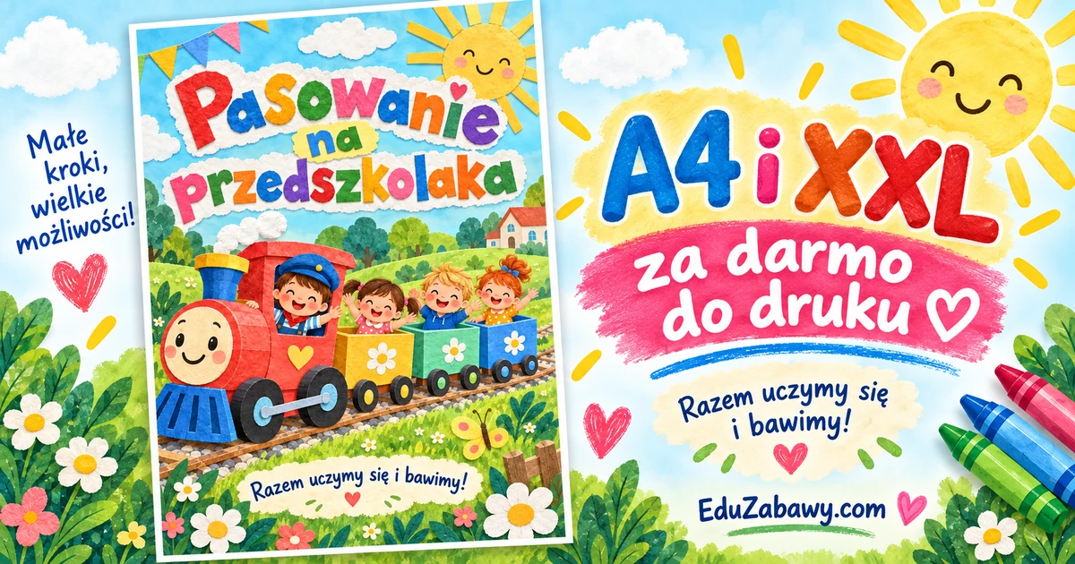Plakat z wesołym pociągiem