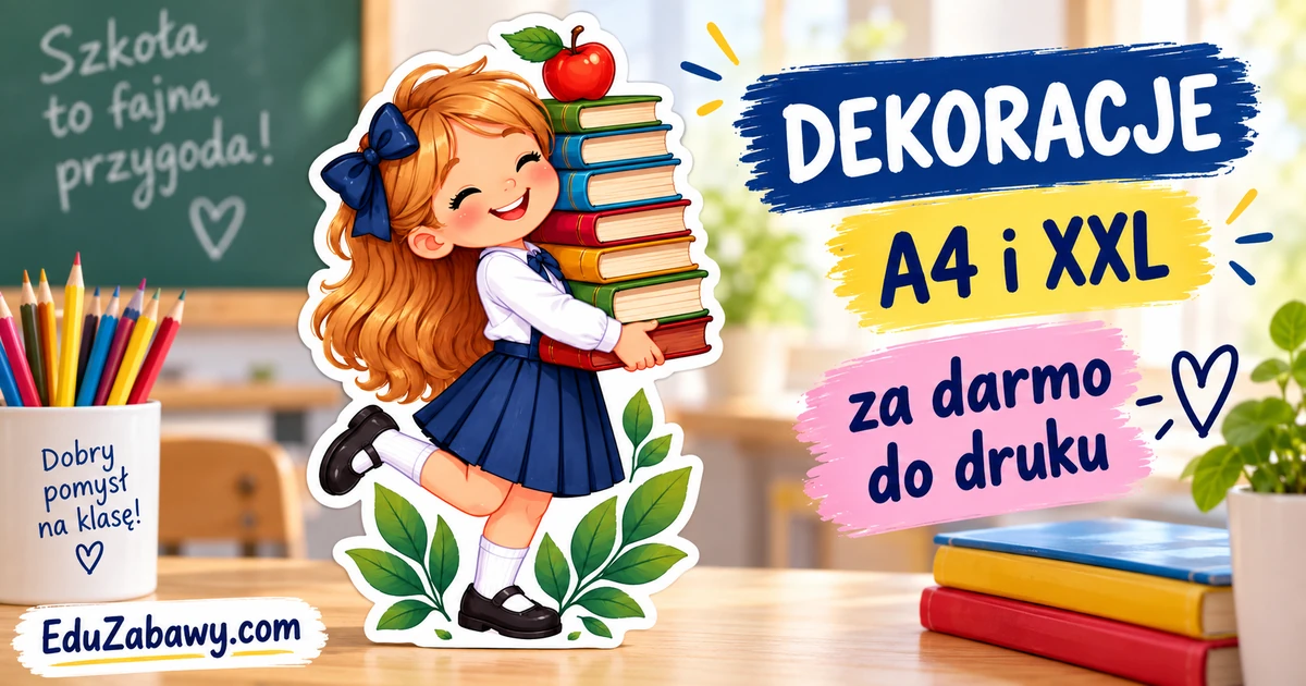 Dekoracja A4 i XXL: Uczennica z książkami