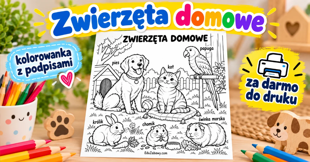 Kolorowanka: Zwierzęta domowe