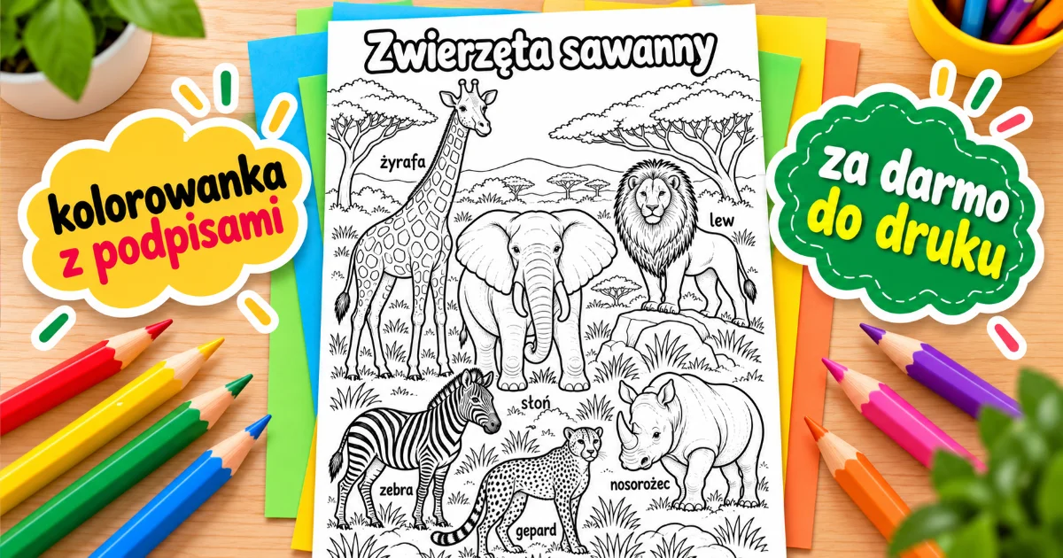 Kolorowanka: Zwierzęta sawanny