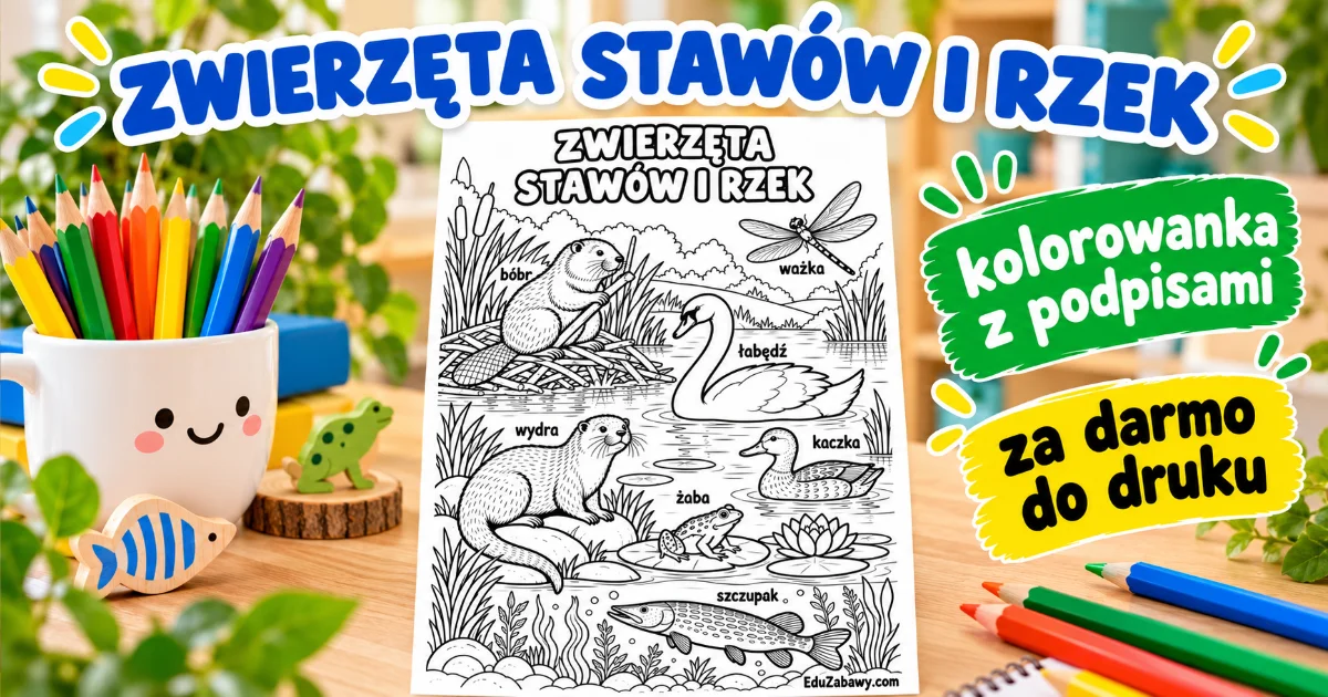 Kolorowanka: Zwierzęta stawów i rzek