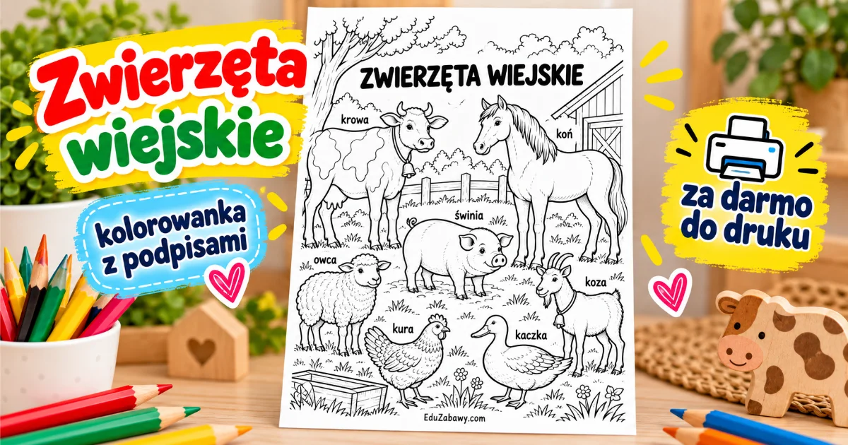 Kolorowanka: Zwierzęta wiejskie