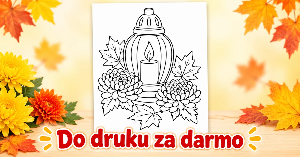 Kolorowanka: Znicz i chryzantemy